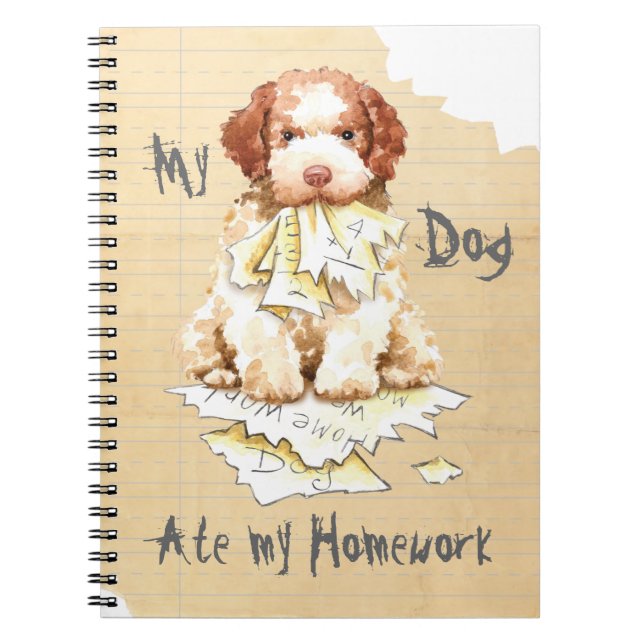 Caderno Espiral My Lagotto Ate My Homework Notebook (Frente)