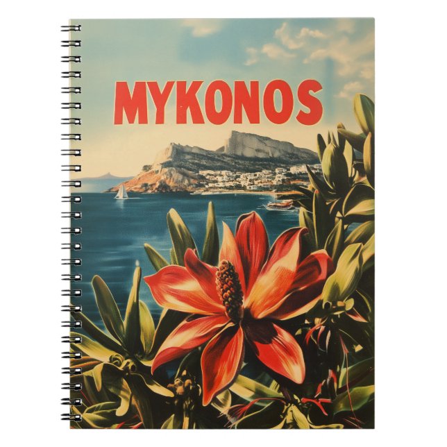 Caderno Espiral Mykonos vintage (Frente)