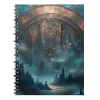Caderno Espiral Mystic Gothic Steampunk Art - Blue Copper Patina