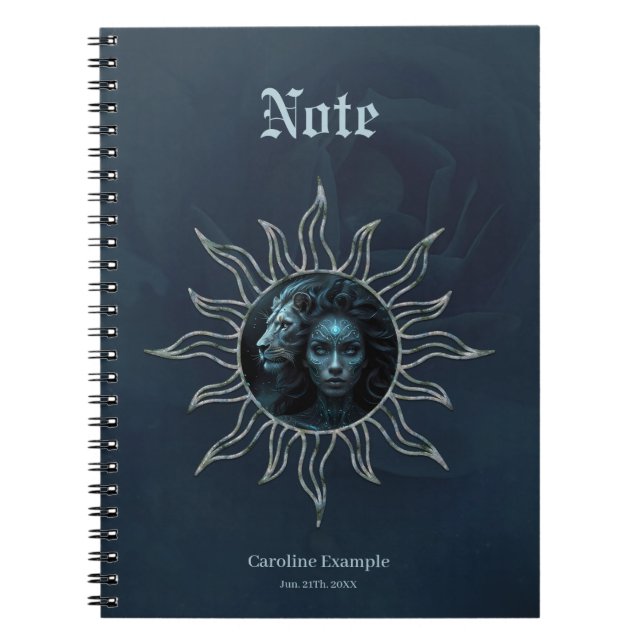 Caderno Espiral Mystical connection, mystical woman and the lion (Frente)