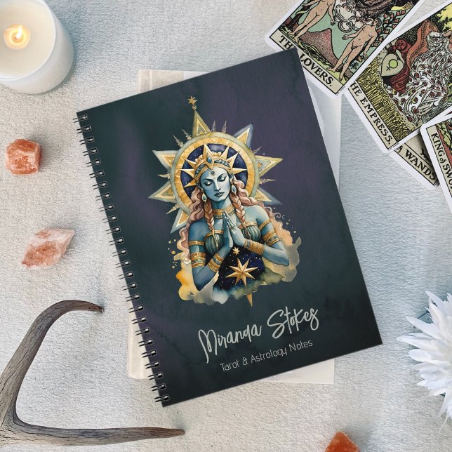 Caderno Espiral Mystical Inanna em Prayer Celestial Deusa Estrela (Mystical Inanna in Prayer Celestial Star Goddess Notebook)