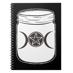 Caderno Espiral Mystical Magic Moons Triple Goddese Mason Jar