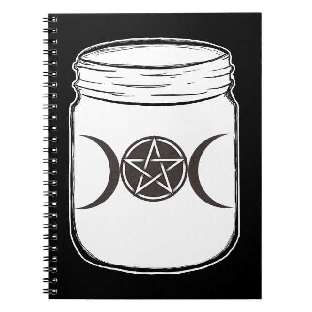 Caderno Espiral Mystical Magic Moons Triple Goddese Mason Jar (Frente)