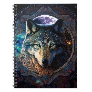 Caderno Espiral Mystical Wolf Moon Mandala