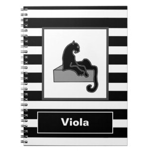 Caderno Espiral Na moda Black Panther Cat White Modern