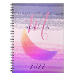 Caderno Espiral Na moda de Ombre Moon Abstrato Monograma