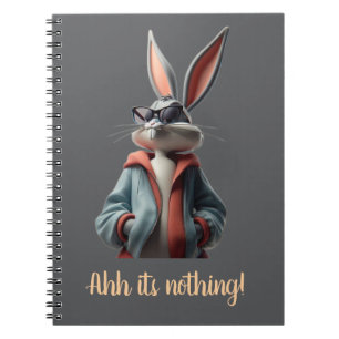 Caderno Espiral Na moda design elegante do coelho da nota