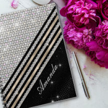 Na moda faux Crystal prata e Black Personalizado