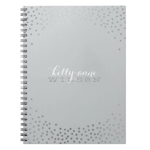 Caderno Espiral NA MODA GLAMOROUS mini confetti cinza prateada