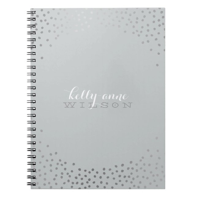 Caderno Espiral NA MODA GLAMOROUS mini confetti cinza prateada (Frente)