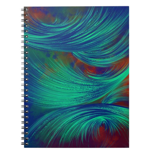 Caderno Espiral Na moda Green Blue Abstrato (Frente)