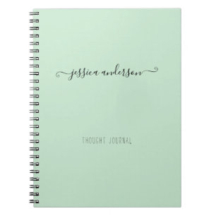 Caderno Espiral Na moda Mint Green Modern Calliographic Girly Scri