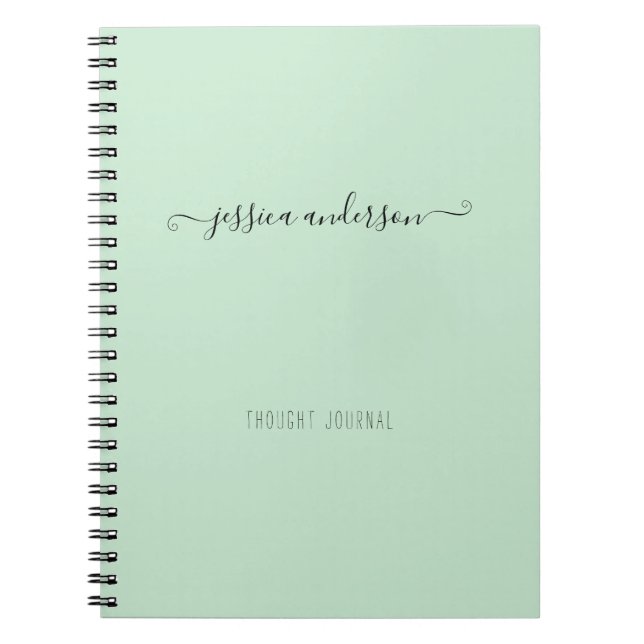 Caderno Espiral Na moda Mint Green Modern Calliographic Girly Scri (Frente)