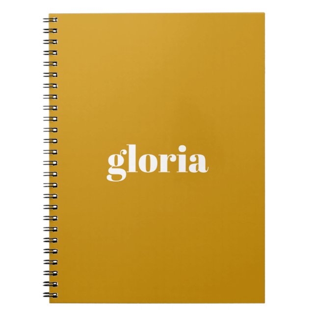 Caderno Espiral Na moda mostarda - nome simples amarelo (Frente)
