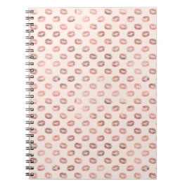 Caderno Espiral Na moda Rosa Rosa Cor-de-Rosa Dourada Beijo Lipsti