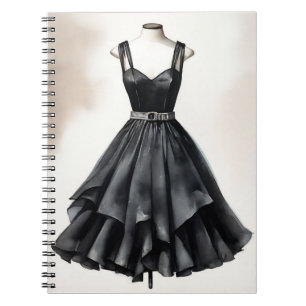 Caderno Espiral Na moda Vintage LBD Casamento de Vestido Negro Peq
