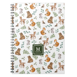 Caderno Espiral Na moda Woodland Animal Forest Greenerescer Monogr