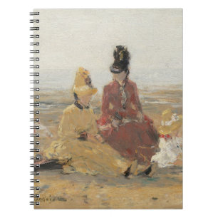 Caderno Espiral Na Praia Trouville 1887 por Eugene Boudin 