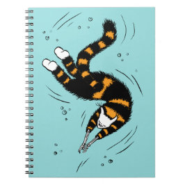 Caderno Espiral Nadação de Gótico de Pastel Esqueleto de Gato