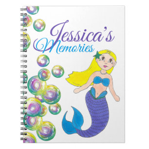 Caderno Espiral Nadação Roxa Azul Sereia Personalizada