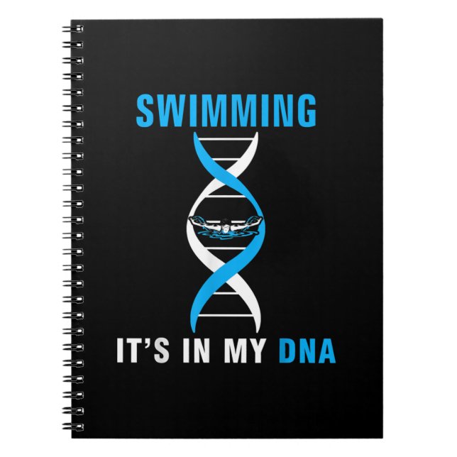 Caderno Espiral Nadar Está No Meu DNA Engraçado Swimer Nadar Legal (Frente)