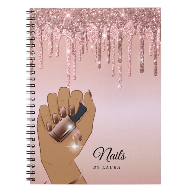 Caderno Espiral Nail Technician Dripping Glittering Gold (Frente)