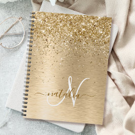 Caderno Espiral Nam Monograma de Impressão de Glitter Metálico Bru