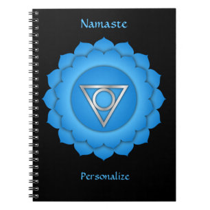 Caderno Espiral Namaste Cotação Azul Throat Chakra Chi Personalize