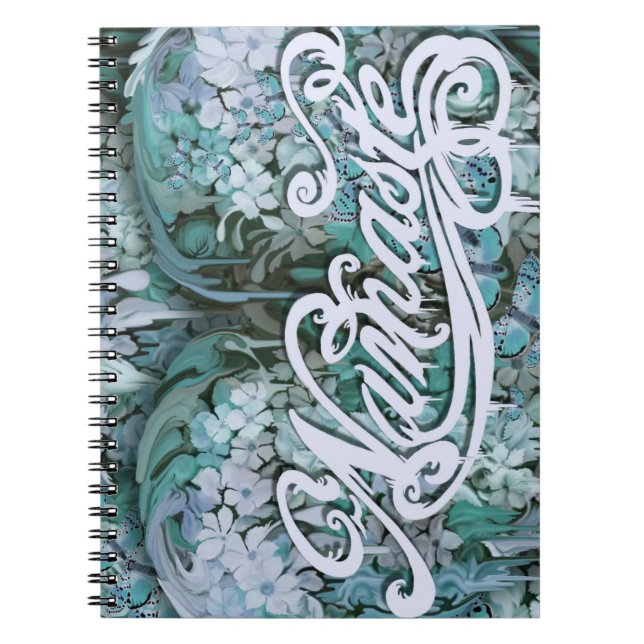 Caderno Espiral Namaste no azul (Frente)