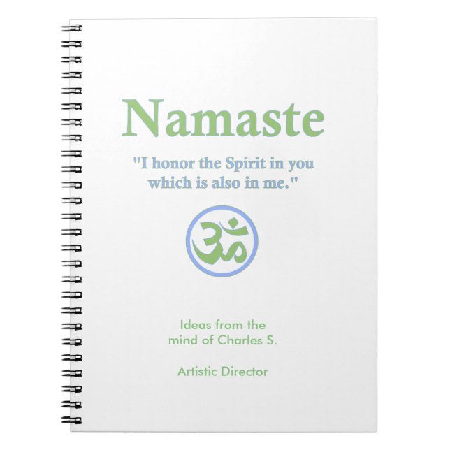 Caderno Espiral Namaste significado com símbolo Om (Frente)