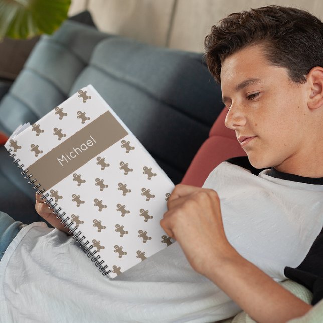 Caderno Espiral Name Cute Gingerbread Man Cookies Holiday Notebook (Criador carregado)