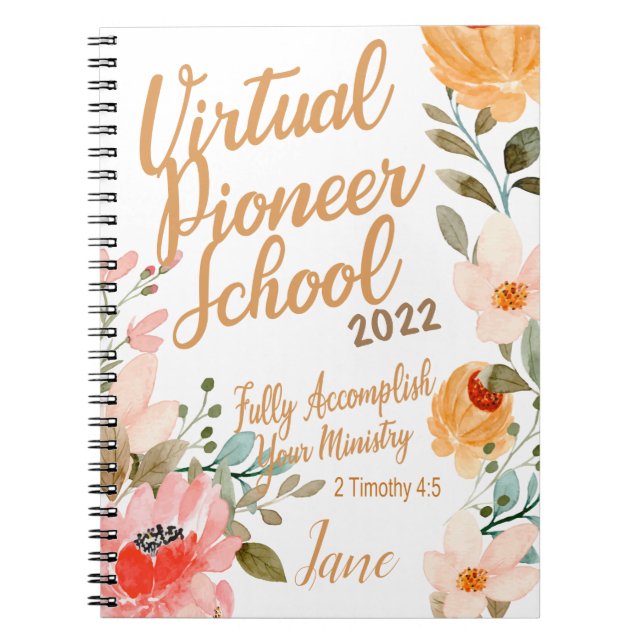 Caderno Espiral Name Personalized JW Pioneer Service School 2022 (Frente)