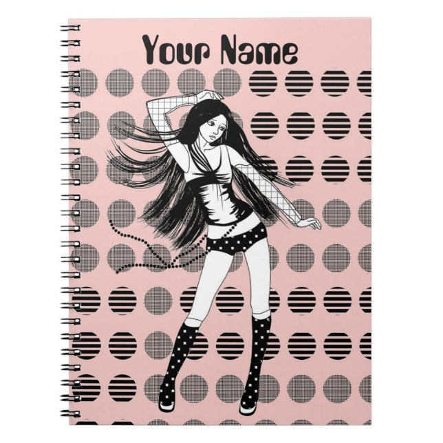 Caderno Espiral namorada dançarina cor-de-rosa (Frente)