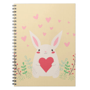 Caderno Espiral Namorados bonitinho do coração do coelho