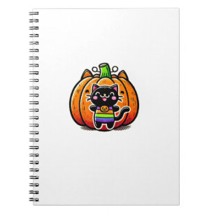 Caderno Espiral não apenas para crianças adorável Halloween Gato P