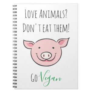 Caderno Espiral Não coma Vegan com fazenda de desenho animado