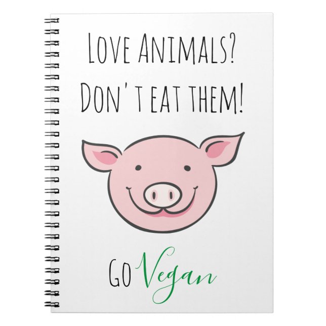 Caderno Espiral Não coma Vegan com fazenda de desenho animado (Frente)