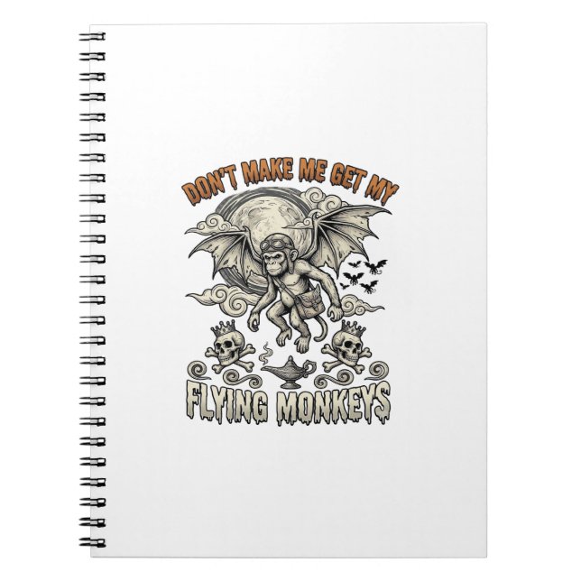 Caderno Espiral Não Me Faça Pegar Macacos Voadores Halloween Lua S (Frente)