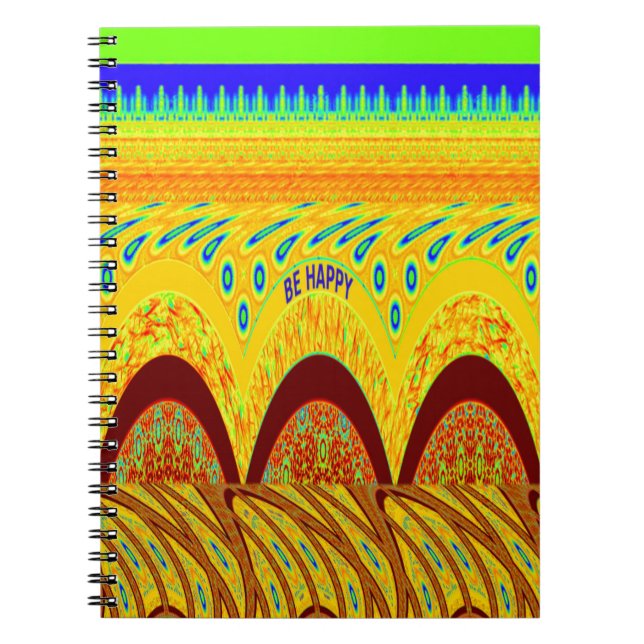 Caderno Espiral Não se preocupe, seja Impressão de arte feliz (Frente)