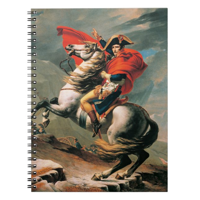 Caderno Espiral Napoleão cruzando os Alpes, famosa pintura, (Frente)