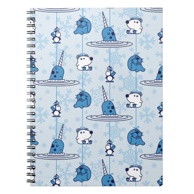 Caderno Espiral Narwhal Blue Snowflake Pattern (Frente)