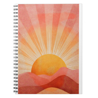 Caderno Espiral Nascer do sol boêmio rosa e laranja