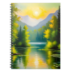 Caderno Espiral Nascer do sol sobre montanhas cobertas de neve e l