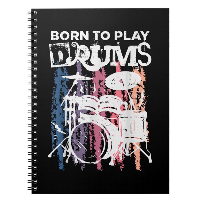 Caderno Espiral Nascer Para Tocar Drumm Drumming Rock Music Banda  (Frente)