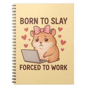 Caderno Espiral Nascida para Destruir Forçada a Trabalhar Hamster