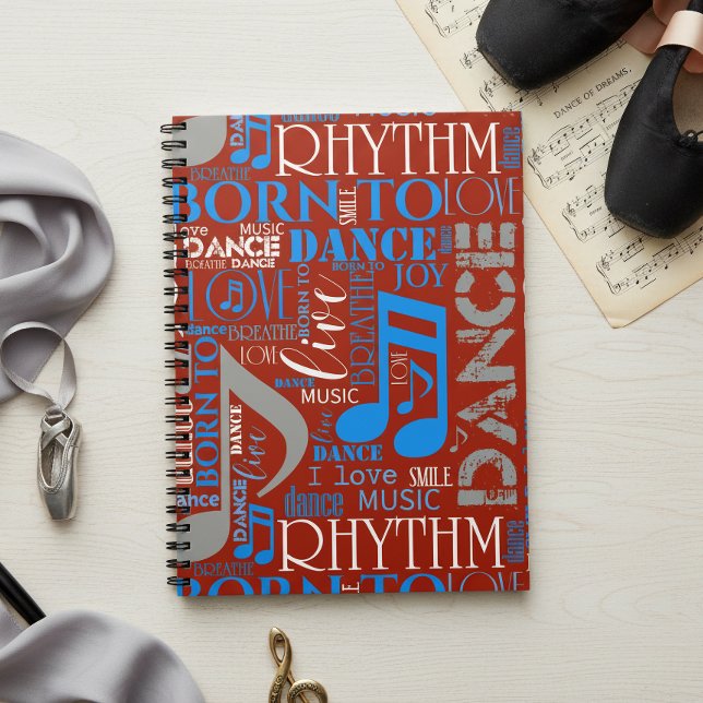 Caderno Espiral Nascido para Dançar Azul/Branco/Qualquer Cor ID277 (Criador carregado)