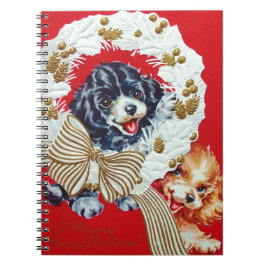 Caderno Espiral Natais vintages Adoráveis Cocker Spaniel Puppies