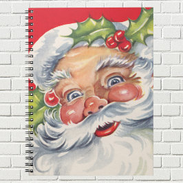 Caderno Espiral Natais vintages, Jolly Papai Noel com seu chapéu