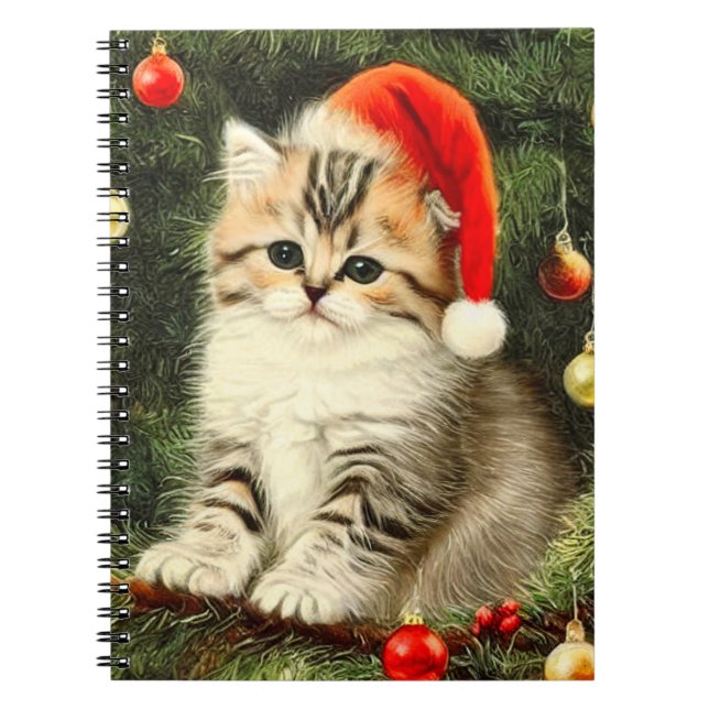 Caderno Espiral Natais vintages Kitten (Frente)