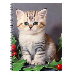 Caderno Espiral Natais vintages Kitten e Holly